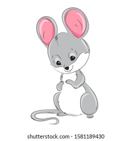 Cute mouse illustration/ symbol of 2020 year. Vector
