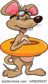 cute mouse with inflatable circle cartoon