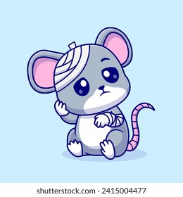 Cute Mouse Injury Sick With Bandage Cartoon Vector Icon
Illustration. Animal Medical Icon Concept Isolated Premium
Vector. Flat Cartoon Style