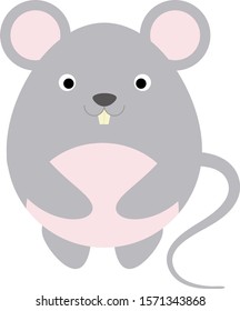 Cute mouse isolate on white background. Vector illustration in cartoon style