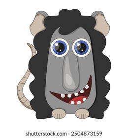 Cute mouse isolated white background. Funny animal design t-shirt print. Children's art. Vector illustration. EPS 10
