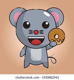 cute mouse kawaii mascot logo character