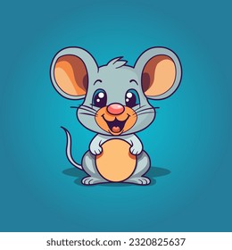 Cute mouse kid cartoon mascot character. vector illustration