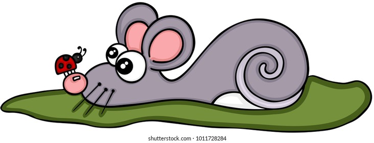 Cute mouse with ladybug
