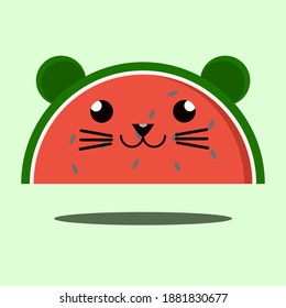 Cute mouse liked watermelon  isolated in pastel color background. This vector is printable and scalable and can be use as kids apparels, poster image, and many more.