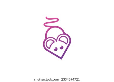süße Maus-Linie Art Vektorgrafik-Logo-Design