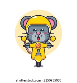 cute mouse mascot cartoon character ride on scooter