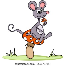 Cute mouse with mushroom 
