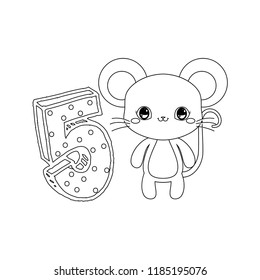cute mouse with number five decoration