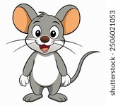 cute mouse on white background. animal cartoon vector illustration