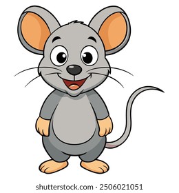 cute mouse on white background. animal cartoon vector illustration