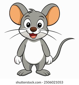 cute mouse on white background. animal cartoon vector illustration