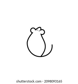 cute mouse out line logo