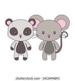 cute mouse with panda bear animals isolated icon