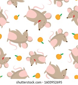 Cute mouse pattern for kids in the white backdrop. Creative pattern texture  for fabric, wrapping,wallpaper, apparel