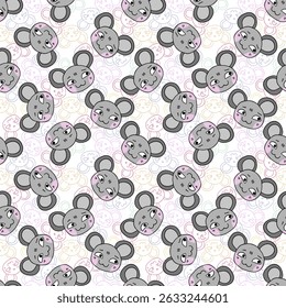 Cute mouse pattern, white isolate background