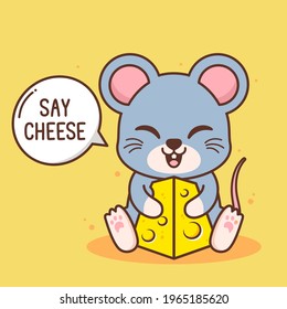 cute mouse with a piece of cheese