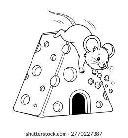 Cute Mouse Playing Cheese