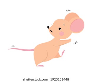 Cute Mouse with Pointed Snout and Rounded Ears Running and Escaping from Someone Vector Illustration