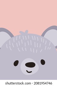 Cute mouse. Print for baby posters, cards, clothes, greeting card, books, stickers or decor. Vector cartoon illustration. 