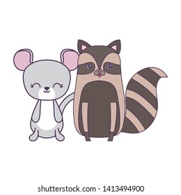 cute mouse with raccoon animals isolated icon