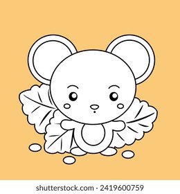 Cute Mouse Rat Animal Cartoon Digital Stamp Outline