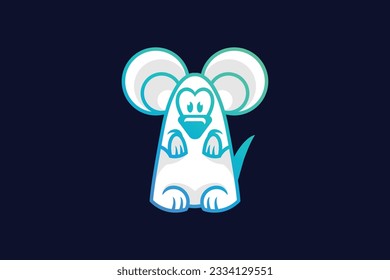 cute mouse or rat lineart vector template logo design