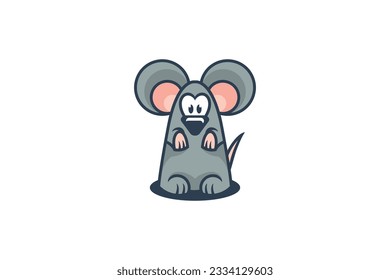 cute mouse or rat vector template logo design