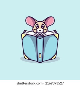 cute mouse is reading a book