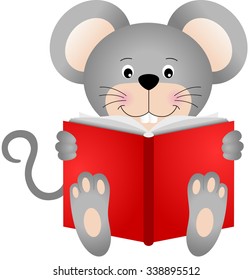 Cute mouse reading a book