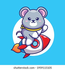 Cute Mouse Riding Rocket Cartoon Stock Vector (Royalty Free) 1959115105 ...