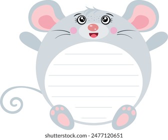 Cute mouse round sticker notebook and school label