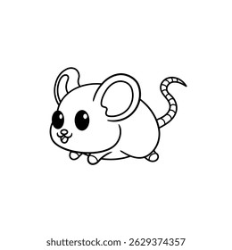 cute mouse running cartoon coloring book