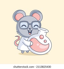 Cute mouse scientist cartoon design