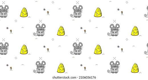 Cute mouse seamless pattern. Creative kids texture with funny animals for apparel, textile, fabric, wrapping, wallpaper. Vector