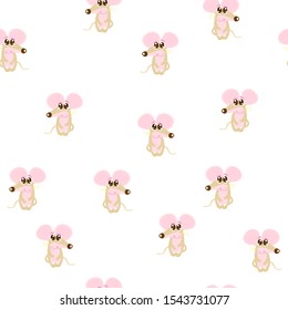 Cute mouse seamless pattern. Small animal on white background Wallpaper