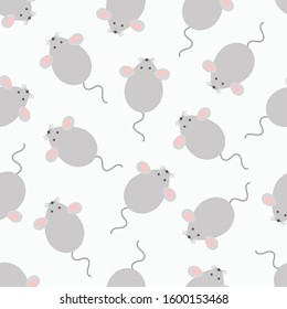 Cute mouse seamless pattern. Vector childish background for fabric, textile, wrapping. Symbol Chinese New Year 2020.