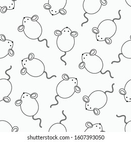 Cute mouse seamless pattern. Vector childish background for fabric, textile, wrapping. Symbol Chinese New Year 2020.