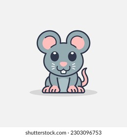 Cute Mouse Sitting Down Illustration