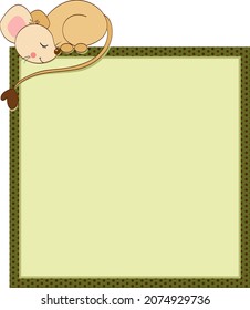Cute mouse sleeping on frame empty