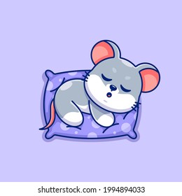 Ratón lindo durmiendo en una caricatura de almohada