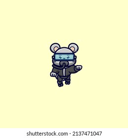 cute mouse snorkelling vector illustration