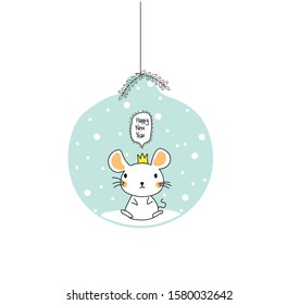 cute mouse in snow ball