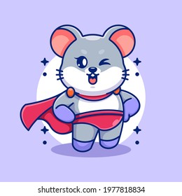 Cute mouse super hero cartoon