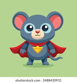 Cute Mouse Super Hero Cartoon Vector Icon Illustration. Animal Holiday Icon Concept Isolated Premium Vector