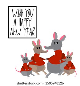 Cute mouse as symbol of 2020 year, family holiday celebration concept