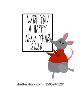 Cute mouse as symbol of 2020 year, family holiday celebration concept