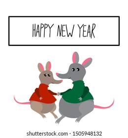 Cute mouse as symbol of 2020 year, family holiday celebration concept