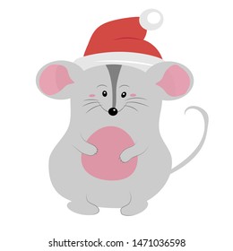 
Cute mouse is a symbol of the new year. Christmas mouse for printing on postcards and t-shirts