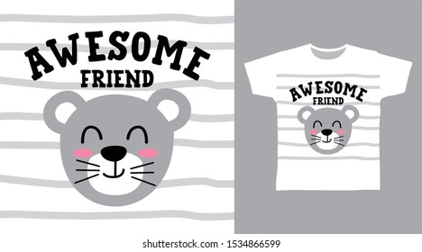 Cute Mouse t-shirt and apparel trendy awesome design with stripe, good for T-shirt graphics, poster, print and other uses.